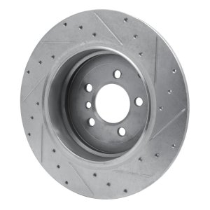 Land Rover Range Rover Brake Rotor (1) - Rear Left - R1 Concepts - Drilled & Slotted - Silver - `03-`05